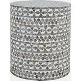 Global Archive Small Capiz Accent Side Table in Grey Tribal